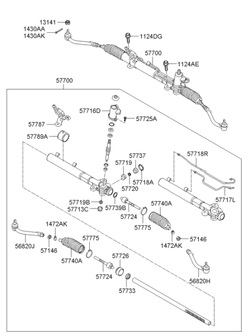 2009 Hyundai Santa Fe Reman Gear & Linkage Assembly Diagram for 57700-0W100-RM