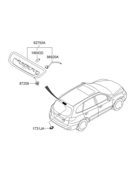 2009 Hyundai Santa Fe Rear Washer Nozzle Assembly Diagram for 98930-2B000