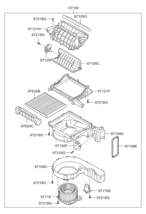 2010 Hyundai Santa Fe Heater System-Heater & Blower Diagram 2