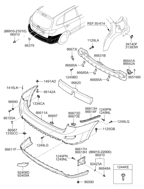 86613-2B700 Genuine Hyundai Bracket Assembly-Rear Bumper Side,LH