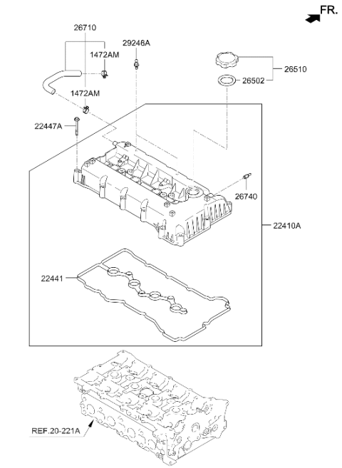2009 Hyundai Santa Fe New Body Style Rocker Cover Diagram 3