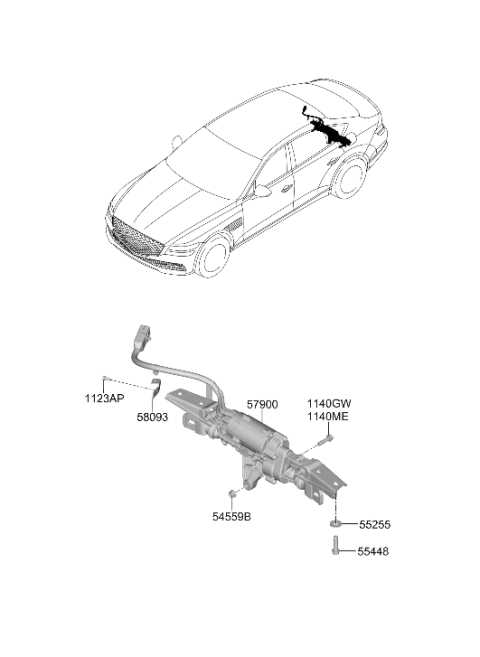 2024 Hyundai Genesis G80 Power Steering Gear Box Diagram 2