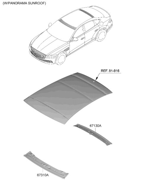 2021 Hyundai Genesis G80 Roof Panel Diagram 2