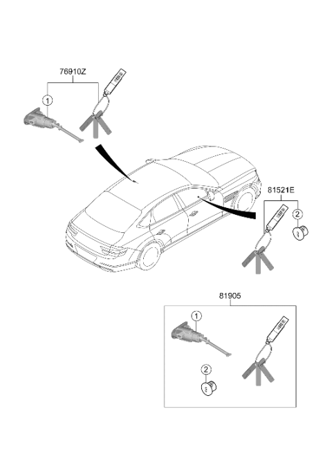 2021 Hyundai Genesis G80 KEY SUB SET-DOOR,LH Diagram for 81970-T1A00