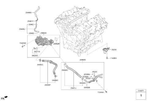 2024 Hyundai Genesis G80 Coolant Pipe & Hose Diagram 2