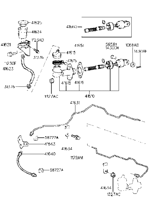 1990 Hyundai Sonata Reservoir Cap Assembly Diagram for 41625-36000