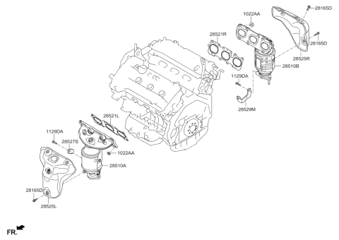 2016 Hyundai Santa Fe Exhaust Manifold Catalytic Assembly, Right Diagram for 28510-3CGV0