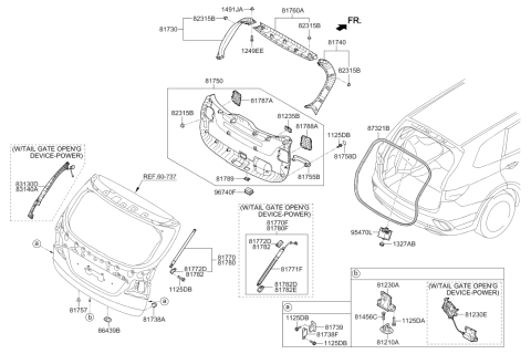 2018 Hyundai Santa Fe Power Tail Gate Assembly,RH Diagram for 81780-B8101