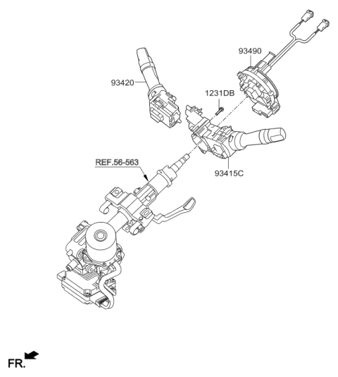 2017 Hyundai Santa Fe Lighting & Turn Signal Switch Assembly Diagram for 93410-4Z850
