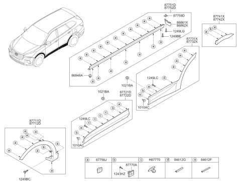 2018 Hyundai Santa Fe Garnish Assembly-Front Door Side,LH Diagram for 87721-B8500-GAL
