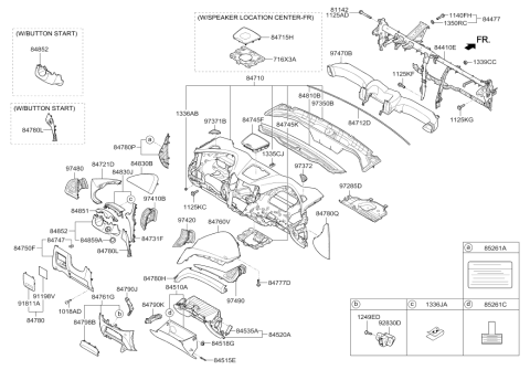 2018 Hyundai Santa Fe Cover Assembly Fuse Box Diagram for 84754-2W000-NBC