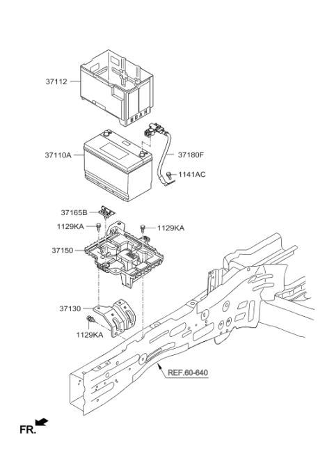 2017 Hyundai Santa Fe Battery Sensor Assembly Diagram for 37180-B8510