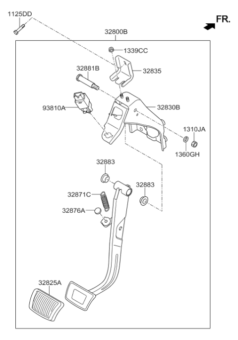 2016 Hyundai Santa Fe Brake Pedal Assembly Diagram for 32800-2W130