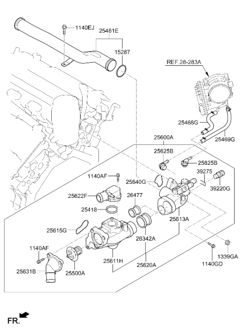 2017 Hyundai Santa Fe Hose Assembly-Water A Diagram for 25468-3CAC0