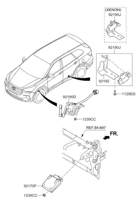 2017 Hyundai Santa Fe Head Lamp Diagram 3