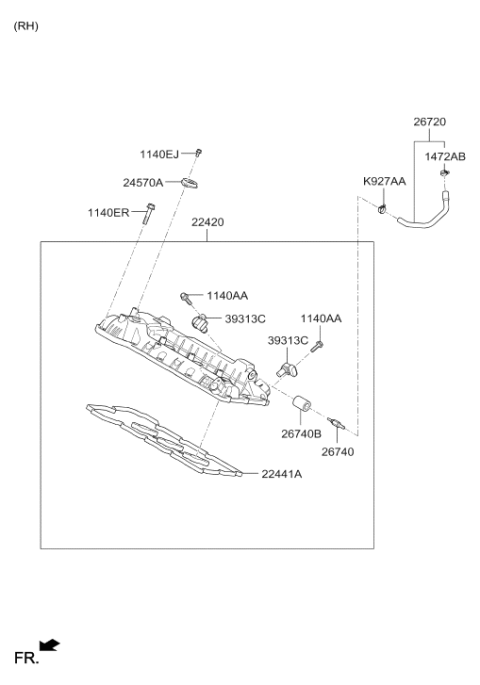 2016 Hyundai Santa Fe Rocker Cover Diagram 2