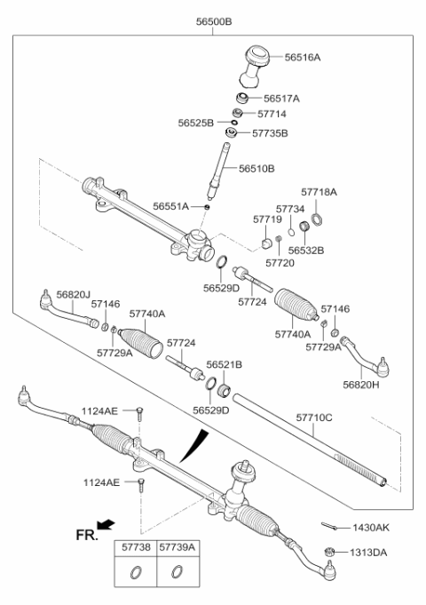 2016 Hyundai Santa Fe Steering Gear Assembly Diagram for 56500-2W300