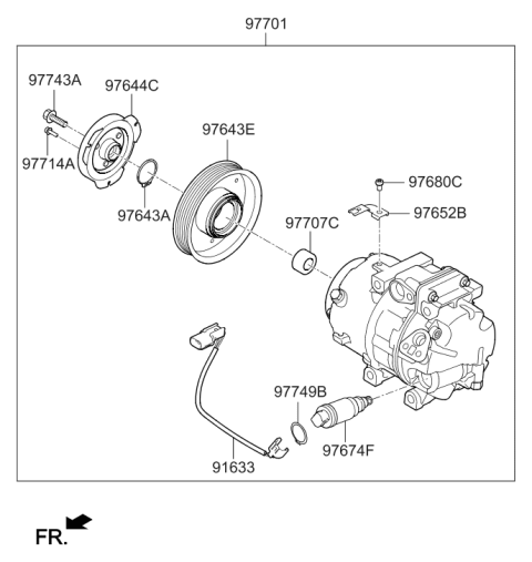 2017 Hyundai Santa Fe Air conditioning System-Cooler Line Diagram 2