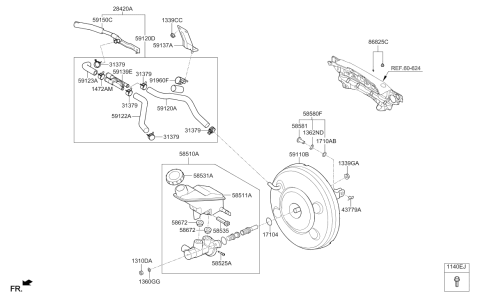 2016 Hyundai Santa Fe Brake Booster Assembly Diagram for 59110-2W330