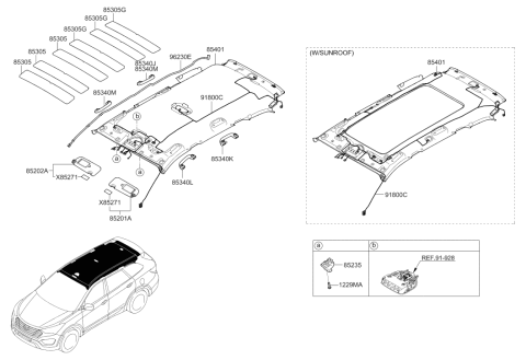 2016 Hyundai Santa Fe Sun Visor Assembly Right Diagram for 85220-B8100-VYN