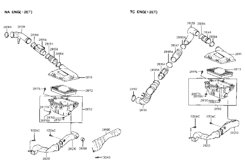 1992 Hyundai Scoupe Hose Clamp Diagram for 28185-22010