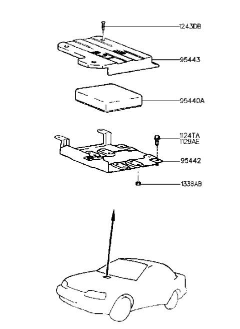 1990 Hyundai Scoupe Bracket-Transmission Control Module Diagram for 95442-24320