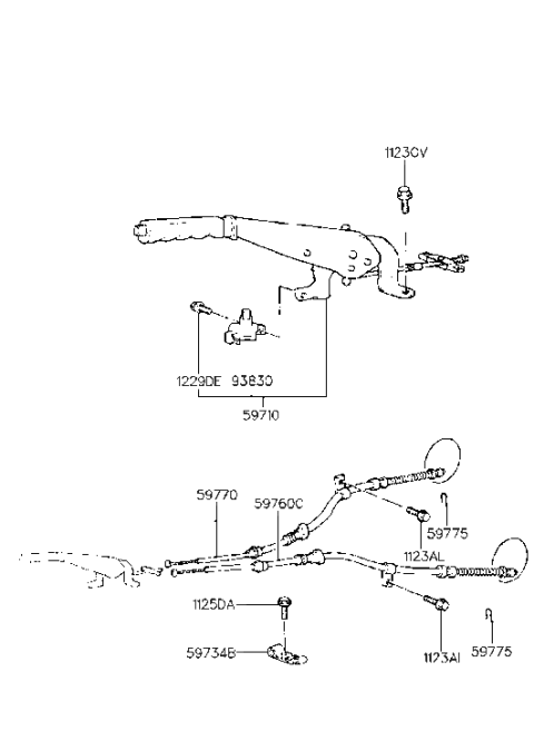 1991 Hyundai Scoupe Clamp-Parking Brake Cable Diagram for 59734-24000