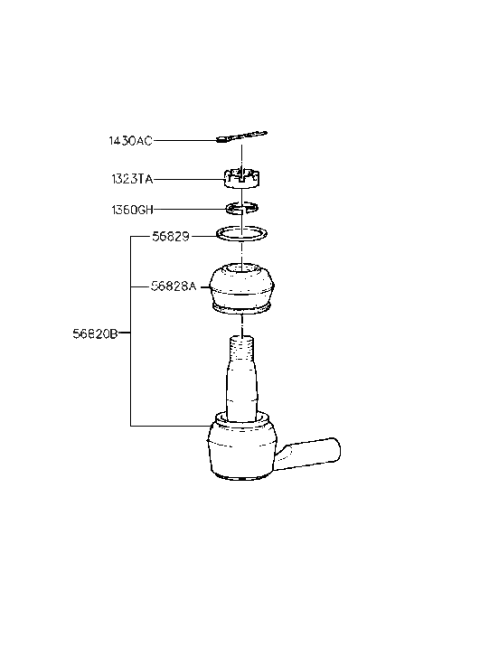 1993 Hyundai Scoupe End Assembly-Tie Rod Diagram for 56820-21110