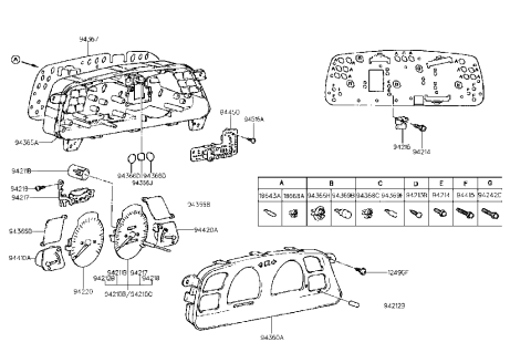 1992 Hyundai Scoupe Tachometer Assembly Diagram for 94220-23300