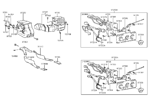 1992 Hyundai Scoupe Heater Control Assembly Diagram for 97250-23011