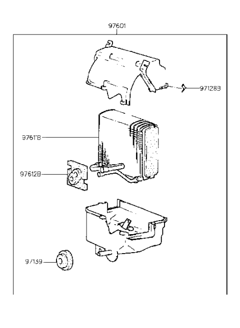 1994 Hyundai Scoupe Evaporator Unit Diagram for 97601-24001