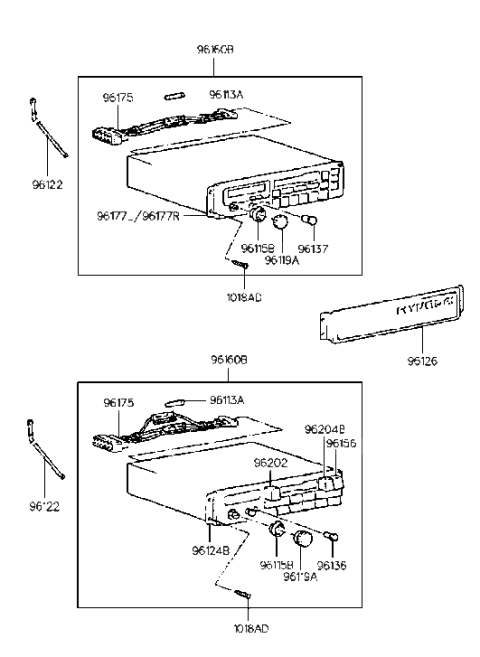 1993 Hyundai Scoupe Volume Knob Diagram for 96196-33100