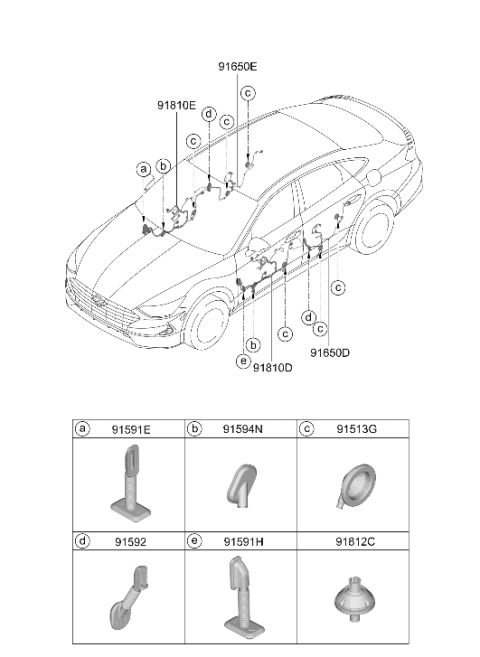 2022 Hyundai Sonata Hybrid Grommet Diagram for 91981-L1020