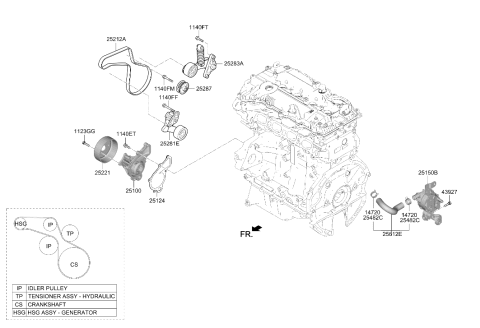 2021 Hyundai Sonata Hybrid Water Pump Gasket Diagram for 25124-2J400