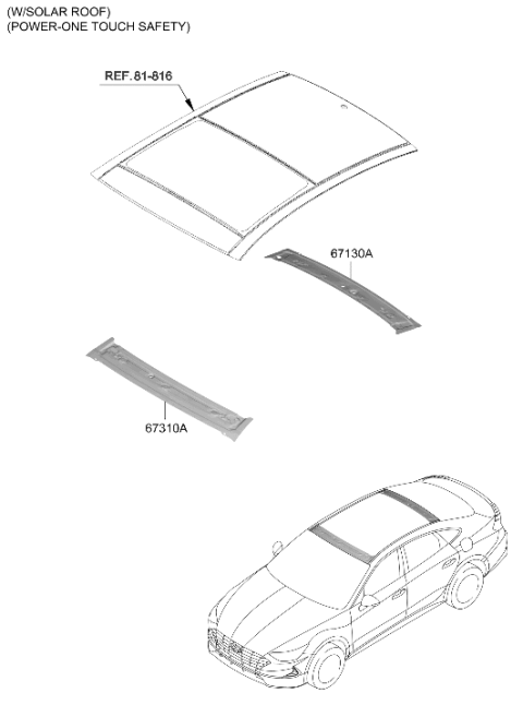 2021 Hyundai Sonata Hybrid Roof Panel Diagram 2