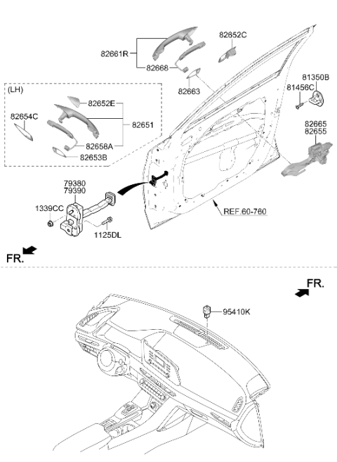 2021 Hyundai Sonata Hybrid HANDLE ASSY-DOOR OUTSIDE Diagram for 82651-L1920
