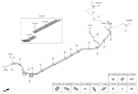 2021 Hyundai Sonata Hybrid Protector-Fuel Line Front Diagram for 31315-L1100