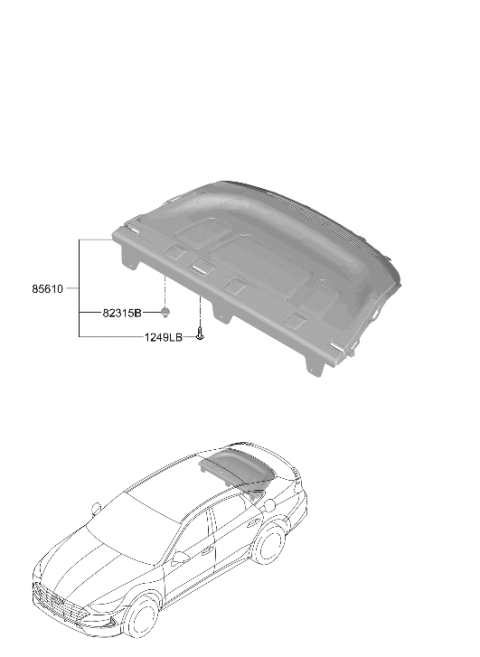 2021 Hyundai Sonata Hybrid Package Tray Trim Assembly Diagram for 85610-L1020-NNB