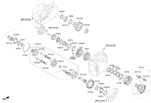 2021 Hyundai Sonata Hybrid Taper Roller Bearing Diagram for 45737-4G600