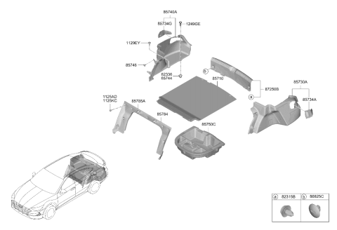 2023 Hyundai Sonata Hybrid Trim-Partition Side RH Diagram for 85788-L1000-NNB