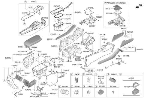 2022 Hyundai Sonata Hybrid Console Storage Box Diagram for 84680-L1000-YTH