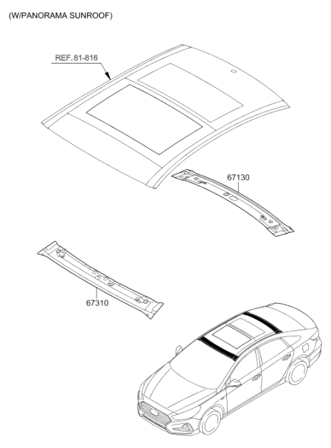2019 Hyundai Sonata Hybrid Roof Panel Diagram 2