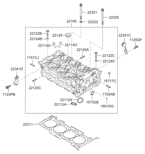 2012 Hyundai Tucson Cylinder Head Gasket Diagram for 22311-25013