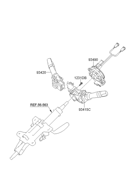 2011 Hyundai Tucson Spiral Cable Clock Spring Diagram for 93490-2M000