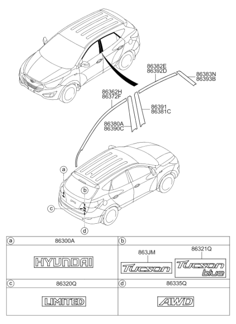 2012 Hyundai Tucson Emblem Diagram for 86310-2S020