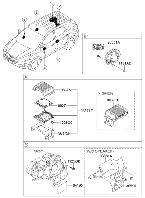 2010 Hyundai Tucson Door Speaker Assembly Diagram for 96330-2S000