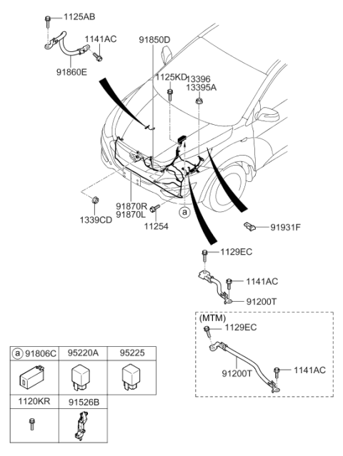 2013 Hyundai Tucson Battery Wiring Assembly Diagram for 91850-2S010