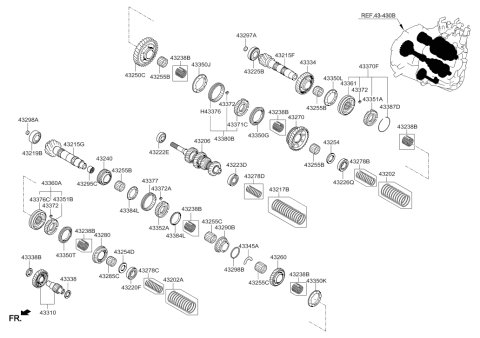 2010 Hyundai Tucson Output 2nd Spacer Set Rear Diagram for 43202-24310
