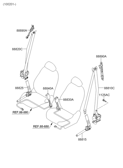 2012 Hyundai Tucson Front Seat Belt Diagram 2