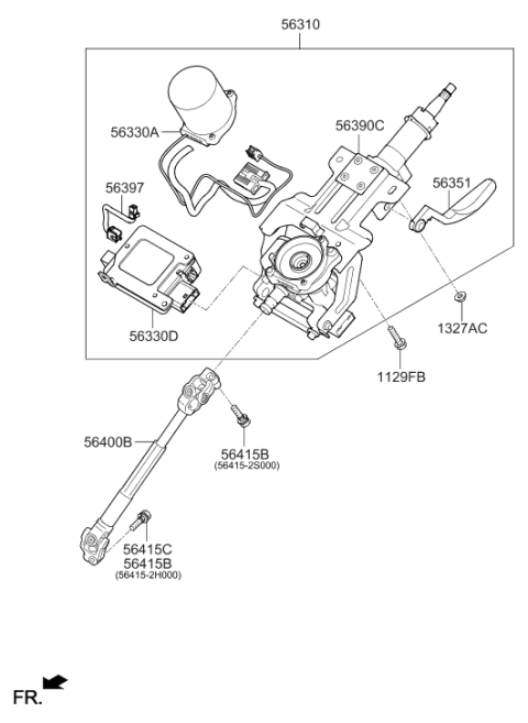 2012 Hyundai Tucson Column & Housing Assembly Diagram for 56390-2S200